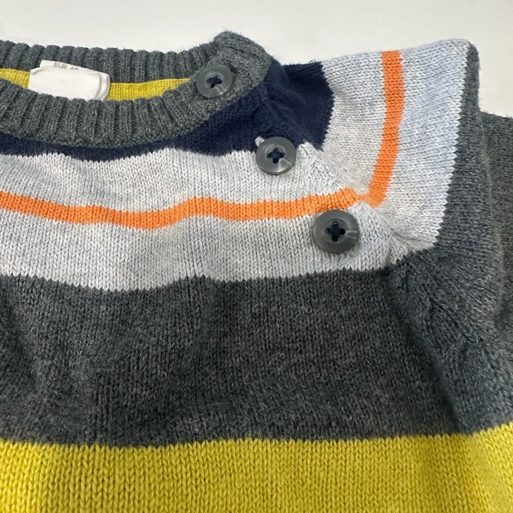 H&M Gray and Yellow Striped Sweater. Size 4-6 months